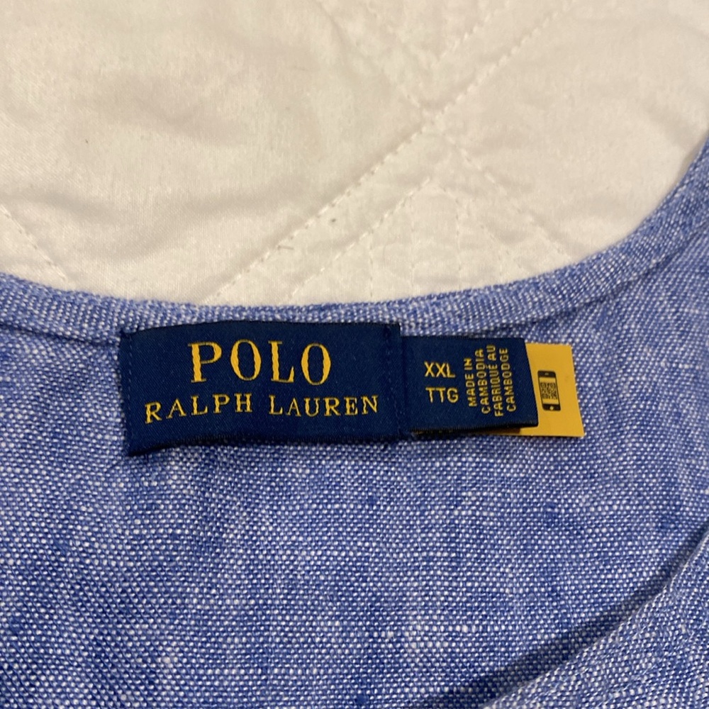 Ralph Lauren Linen Ruffled Maxi Dres. Polo Vintage Blue Label size XXL high low - Picture 7 of 8